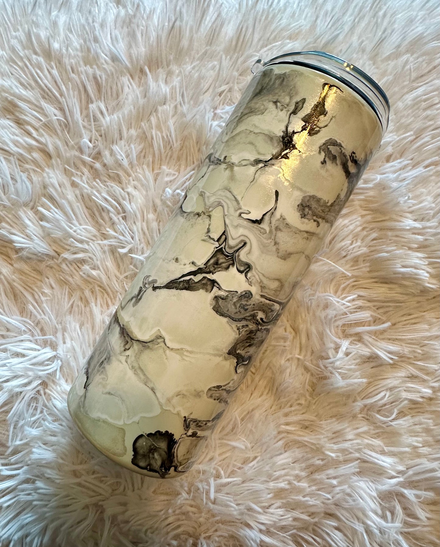 Black/White/Silver Marbled Tumbler