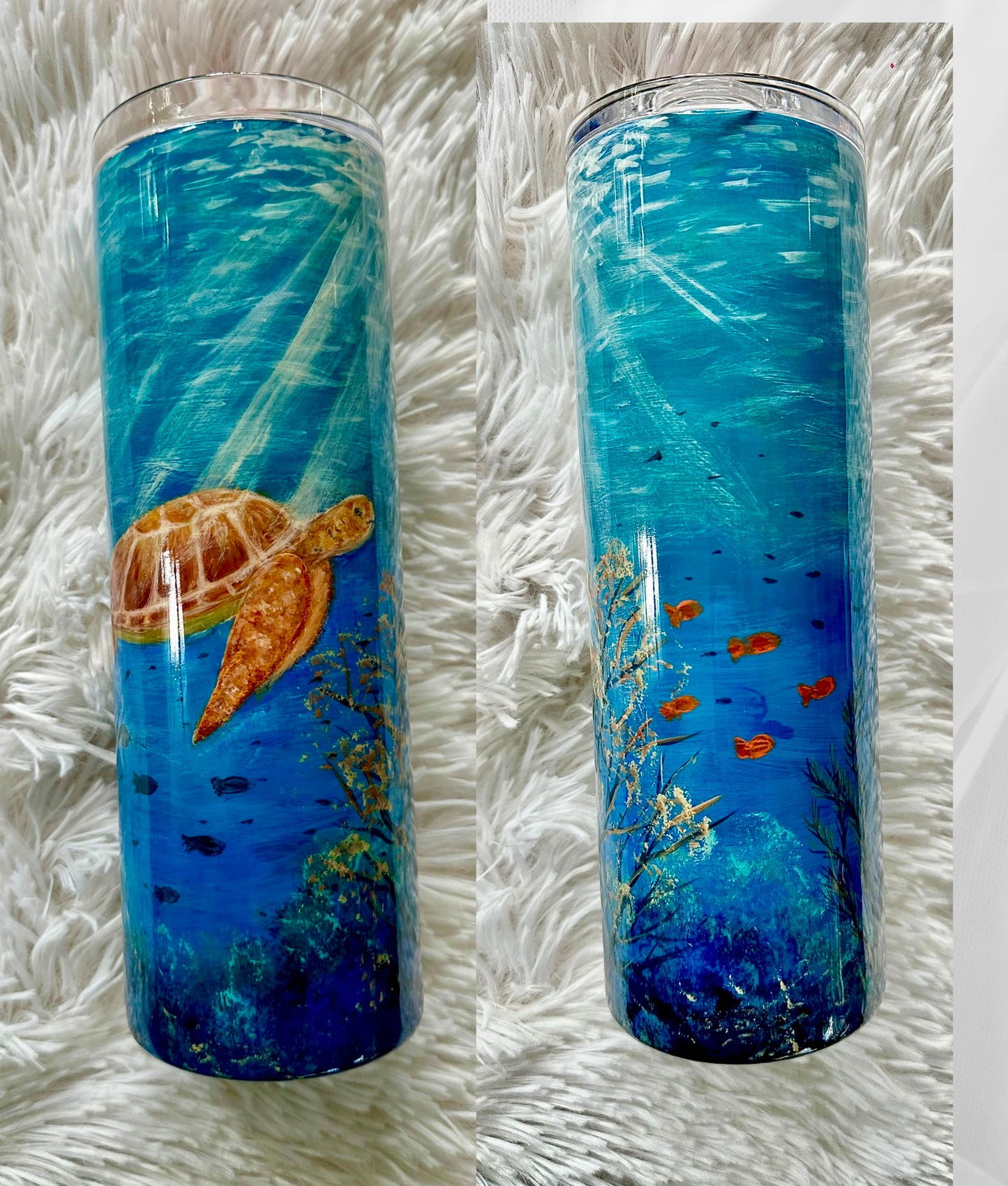 “Ocean Serenity” Sea Turtle Tumbler (Hand Painted 20 oz)