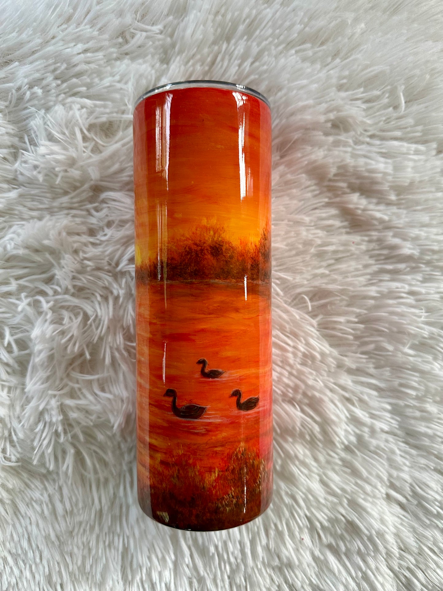 “Sunset Lake” (Hand Painted 20 oz Tumbler)