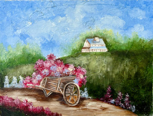 Flower Cart 11x14 Textured surface