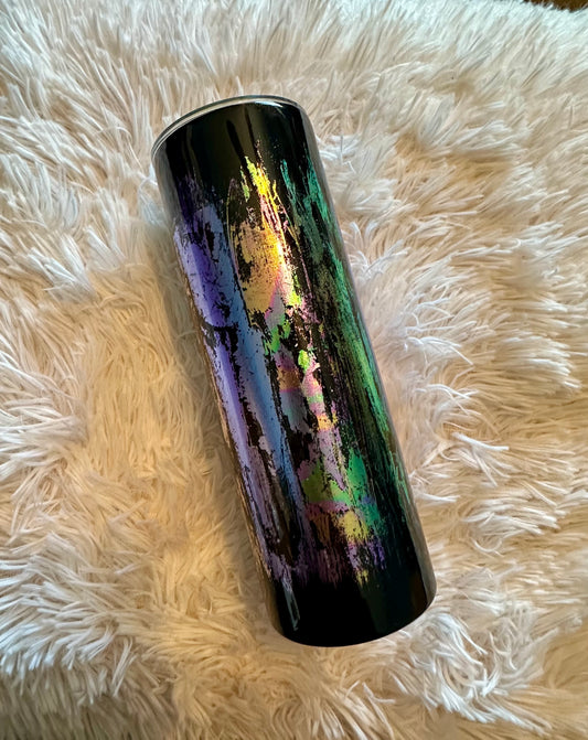 Multicolored Distressed Foil Tumbler