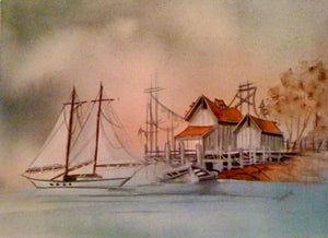 Stormy Harbor Watercolor