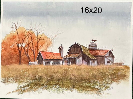 Autumn Farm watercolor