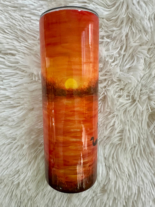 “Sunset Lake” (Hand Painted 20 oz Tumbler)