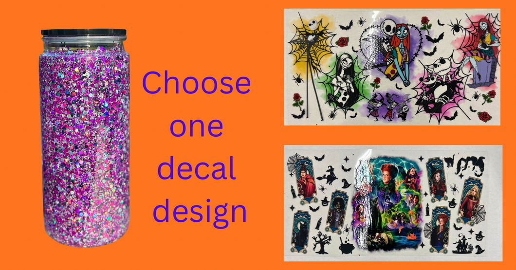 Hocus Pocus OR Jack and Sally glittered 20 oz tumbler Class