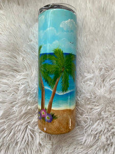Hand painted Tropical Palm Tree/Ocean