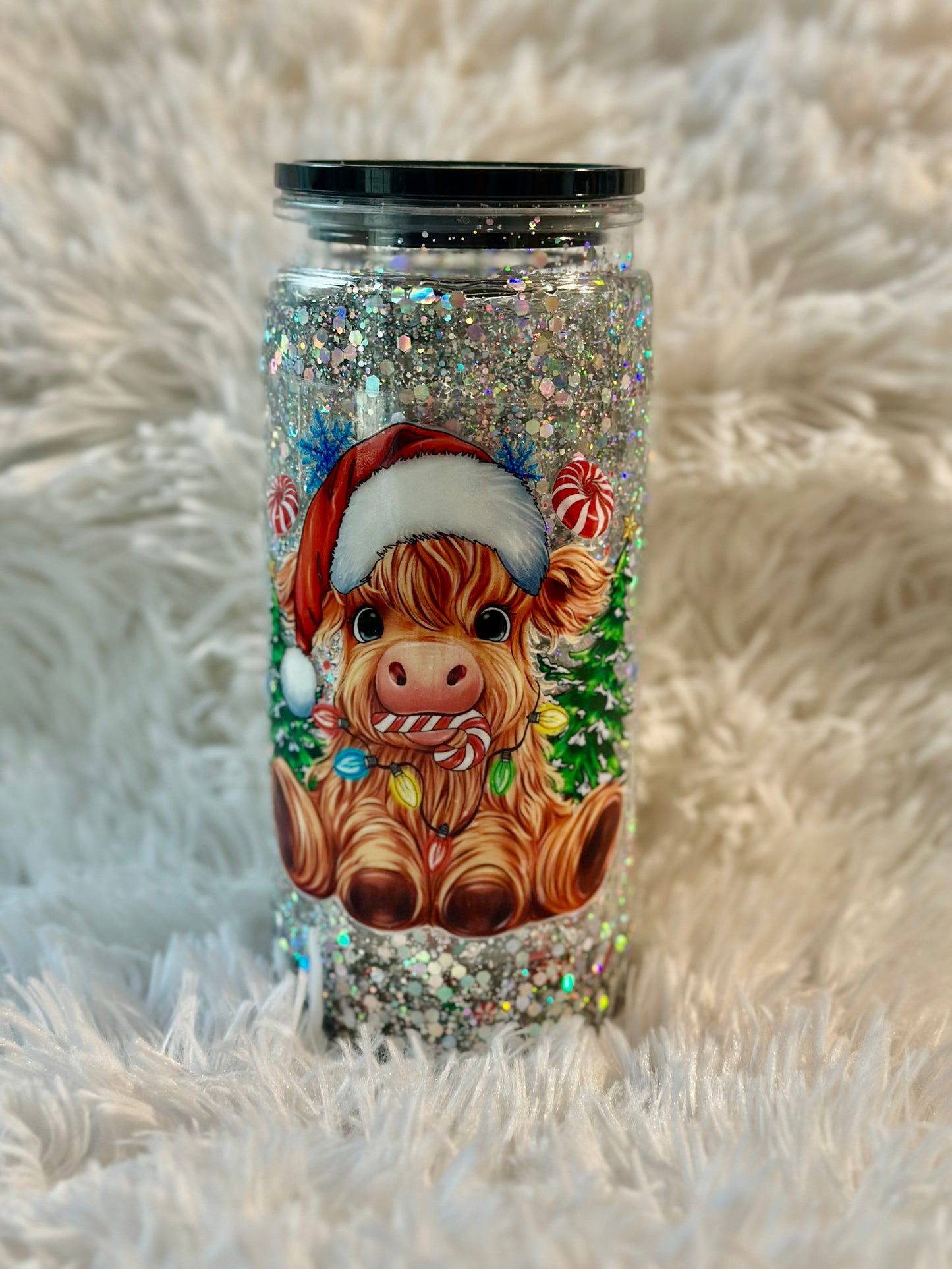 DIY Glitter Snow Globe Tumbler Kit w/Highland Cow Decal