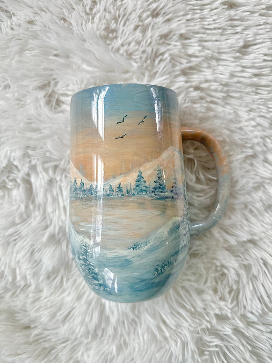 Hand Painted Winter Wonderland Steel Mug