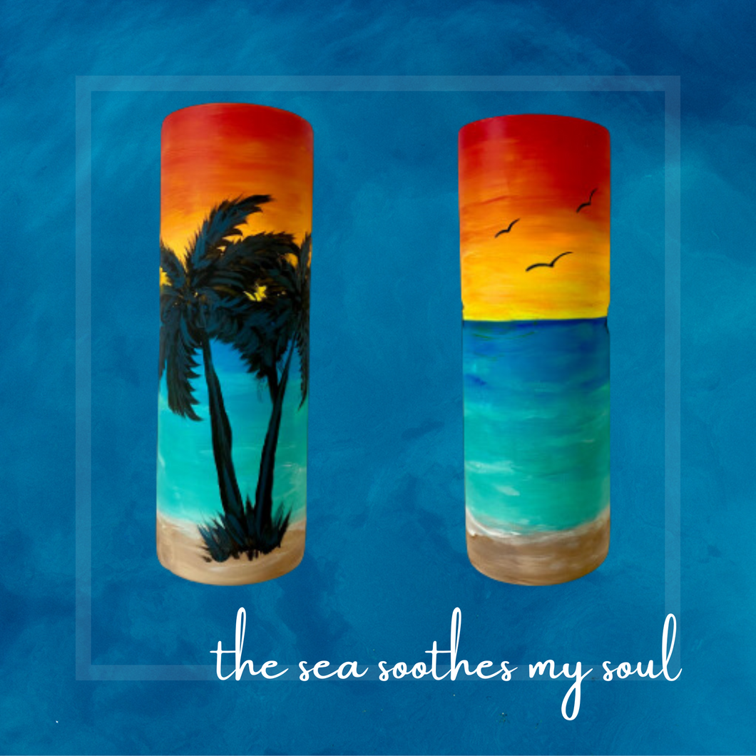 ORDER THIS AND WATCH ME PAINT IT LIVE FOR YOU!! Silhouette Palm Tree 20 oz Tumbler