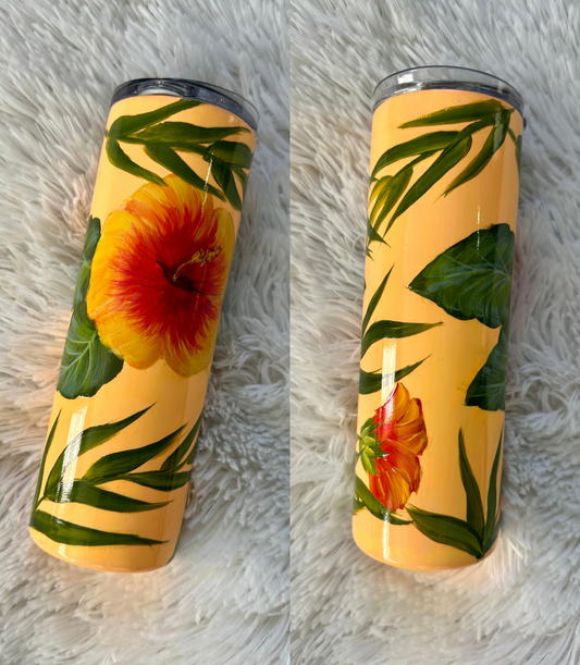 “Aloha Bloom” (Hand Painted Tumbler)