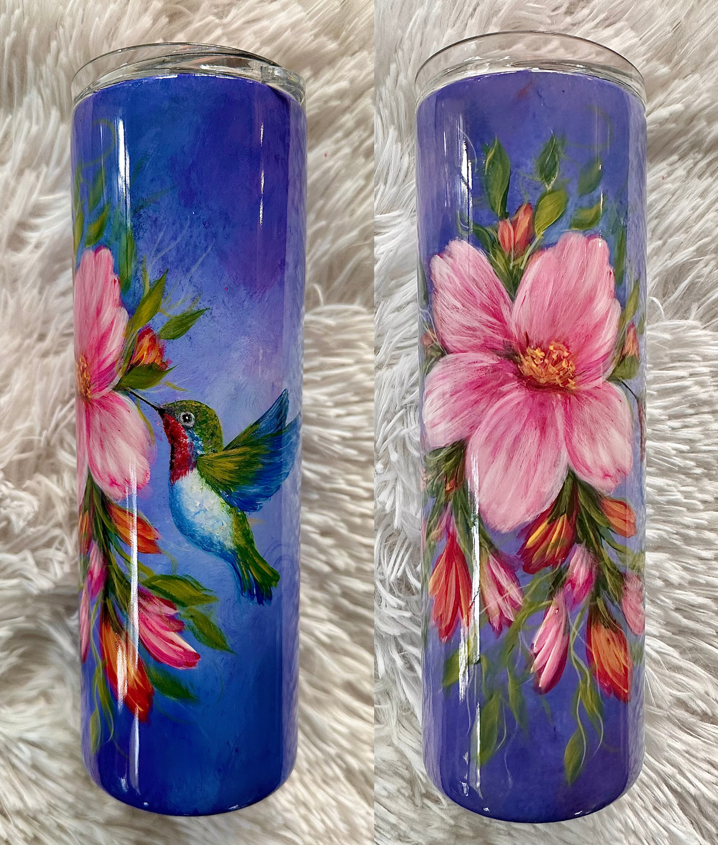 “Hummingbird in Bloom” Tumbler (Hand Painted 20 oz)