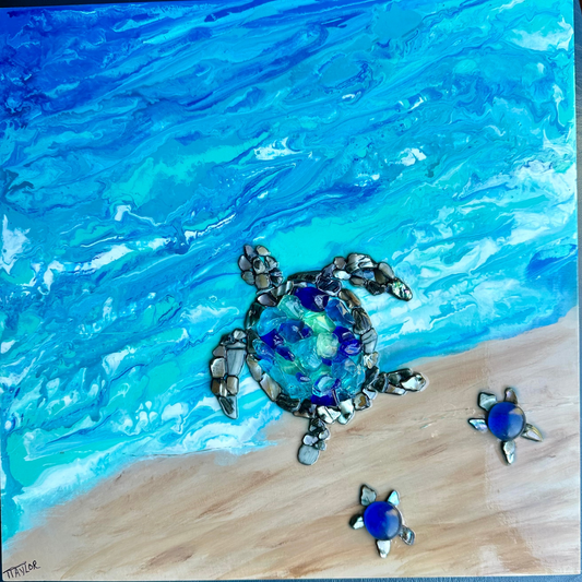 Turtle Tide (Hand painted ocean 3D Turtles)