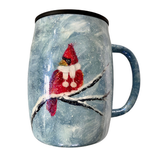 Hand-painted Cardinal steel mug